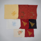 Variety set of eco friendly reusable embroidered formal cloth napkins, set of 8 total, Christmas tree, sunflower, pumpkin, snowflake, fall
