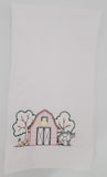 Barn, cow, chicken Tea towel embroidered, barn kitchen towel, housewarming, Mother's Day gift, birthday or Christmas gift, stocking stuffer