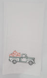 truck with pumpkins kitchen Tea towel embroidered, housewarming, Mother's Day gift, birthday or Christmas gift, stocking stuffer