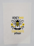 embroidered bee and sunflower tea towel, stocking stuffer, birthday gift, Christmas gift, Valentine's day gift, Honey bees and sunflowers