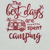 retro camper kitchen Tea towel embroidered, Mother's Day gift, birthday or Christmas gift, stocking stuffer, The best days are spent camping