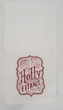 Embroidered Christmas Tea towel, Extra Jolly Holly Extract kitchen towel, housewarming, Mother's Day gift, birthday gift, Christmas gift