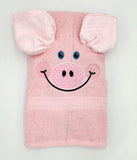pig hand towel and wash cloth set, farm themed kid's towel, birthday gift, Barn animals, farmhouse decor, bath toy, Christmas or Easter gift