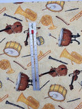 yellow instrument fabric, Untamed Melody Scott Gustafson Licensed to Wilmington prints, quality quilters cotton fabric, 68 inches total