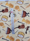 yellow instrument fabric, Untamed Melody Scott Gustafson Licensed to Wilmington prints, quality quilters cotton fabric, sold by the yard