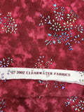 Maroon with raised multi-colored sparkle flower cotton quilters fabric, 2002 Clearwater fabrics, quality floral fabric, sold by the yard