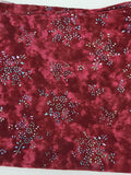 Maroon with raised multi-colored sparkle flower cotton quilters fabric, 2002 Clearwater fabrics, quality floral fabric, sold by the yard