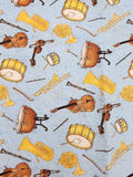 blue instrument fabric, Untamed Melody Scott Gustafson Licensed to Wilmington prints, quality quilters cotton fabric, sold by the yard