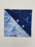 Blue half square triangles 6" finished block size, moon and stars space fabric, quilt starter, quilt quality fabric, price per block