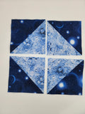 Blue half square triangles 6" finished block size, moon and stars space fabric, quilt starter, quilt quality fabric, price per block