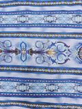 blue, purple, brown cotton fabric, Hermitage by Jinny Beyer 2009 RJR fabrics, quality quilters cotton fabric, striped and scroll fabric