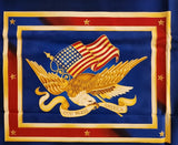 Americana fabric panel with eagles and other American symbols, Susan Stamiljo for Robert Kaufman People's House Screen Print D# 12046
