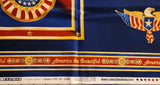 Americana fabric panel with eagles and other American symbols, Susan Stamiljo for Robert Kaufman People's House Screen Print D# 12046