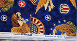 Americana fabric with eagles and other American symbols, Susan Stamiljo for Robert Kaufman People's House Screen Print D# 12043, valor quilt