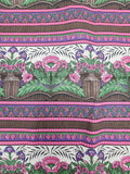pink, brown, and green floral quality quilters cotton fabric, Jinny Beyer for MR RJR fashion fabrics, striped with pink and purple flowers