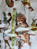 light yellow cat and flower fabric, Cat Nap by Yuko Hasegawa 2011 RJR quality quilters cotton fabric, sunflower fabric sold by the yard