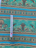 green, teal and gold scroll cotton fabric, White Nights by Jinny Beyer 2008 RJR fabrics, quality quilters cotton fabric,
