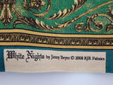 green, teal and gold scroll cotton fabric, White Nights by Jinny Beyer 2008 RJR fabrics, quality quilters cotton fabric,