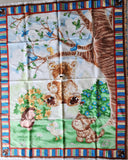 Popcorn the bear fabric panel, Bright Star characters ltd 2012 for Quilting Treasures, quality quilters cotton fabric, duck and cat panel