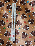 Popcorn the bear fabric, Bright Star characters ltd 2012 for Quilting Treasures, brown hearts quality quilters cotton fabric