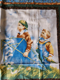 boys flying a kite fabric panel, Cover Story by Thimbleberries 2008 RJR fabrics, wall hanging, quilt starter