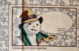 boy and dog building a snowman fabric panel, Cover Story III Snow Fun by Thimbleberries 2008 RJR fabrics, wall hanging, quilt starter
