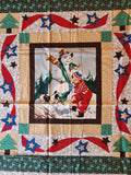 boy and dog building a snowman fabric panel, Cover Story III Snow Fun by Thimbleberries 2008 RJR fabrics, wall hanging, quilt starter