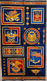 Americana fabric panel with eagles and other American symbols, Susan Stamiljo for Robert Kaufman People's House Screen Print D# 12046