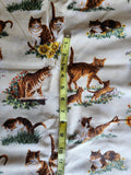 light yellow cat and flower fabric, Cat Nap by Yuko Hasegawa 2011 RJR quality quilters cotton fabric, sunflower fabric sold by the yard