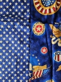 Americana fabric with eagles and other American symbols with a 4 1/2 inch blue star border added, wall hanging, quilt of valor, quilt start