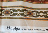 green, tan, burnt orange, and pink cotton fabric, Sophia by Jinny Beyer 2010 RJR fabrics, quality quilters fabric, sold in one yard sections