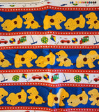 dog fabric stripes with ball, car, train, and sailboat, Goodnight Spot Eric Hill/Salspot limited 2011 Andover Fabric, quilters cotton fabric