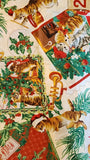 Christmas floral fabric with cats quilters cotton fabric, Christmas Kitties S#J9240 by Hoffman California International 2011, screen print
