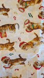 Christmas music fabric with cats off white cotton fabric, Christmas Kitties S#J9239 by Hoffman California International 2011, screen print