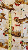 Christmas music fabric with cats off white cotton fabric, Christmas Kitties S#J9239 by Hoffman California International 2011, screen print