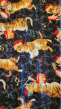 Christmas music fabric with cats black cotton fabric, Christmas Kitties S#J9239 by Hoffman California International 2011, screen print