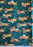 Christmas music fabric with cats green cotton fabric, Christmas Kitties S#J9239 by Hoffman California International 2011, screen print
