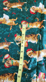 Christmas music fabric with cats green cotton fabric, Christmas Kitties S#J9239 by Hoffman California International 2011, screen print