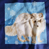 arctic fox fabric panel, arctic foxes designed for Exclusively Quilters, quality quilters cotton fabric, wildlife fabric