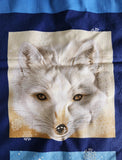 arctic fox fabric panel, arctic foxes designed for Exclusively Quilters, quality quilters cotton fabric, wildlife fabric