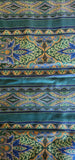 green and blue cotton fabric, Middleburg by Jinny Beyer 2005 RJR fabrics, quality quilters cotton fabric, striped and scroll fabric