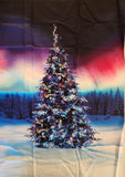 Christmas tree fabric panel, All Aglow a Hoffman spectrum print by Hoffman California-International 2016, quality quilters cotton fabric