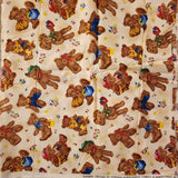 Teddy bear cotton fabric, Rainbow Critters by Hoffman International Fabrics Screen print, teddy bears with honey, books, basket, by the yard