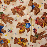 Teddy bear cotton fabric, Rainbow Critters by Hoffman International Fabrics Screen print, teddy bears with honey, books, basket, by the yard