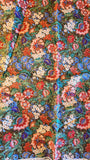 multicolored floral quilters cotton fabric with gold accents, Peggy Toole for Robert Kaufman Florentine screen print D#5084, sold by yard