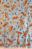 Popcorn the bear blue fabric, Bright Star characters ltd 2012 for Quilting Treasures, bear, hedgehog and cat blue quilters cotton fabric