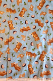 Popcorn the bear blue fabric, Bright Star characters ltd 2012 for Quilting Treasures, bear, hedgehog and cat blue quilters cotton fabric
