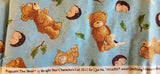 Popcorn the bear blue fabric, Bright Star characters ltd 2012 for Quilting Treasures, bear, hedgehog and cat blue quilters cotton fabric