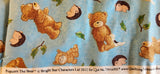 Popcorn the bear blue fabric, Bright Star characters ltd 2012 for Quilting Treasures, bear, hedgehog and cat blue quilters cotton fabric