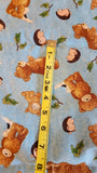 Popcorn the bear blue fabric, Bright Star characters ltd 2012 for Quilting Treasures, bear, hedgehog and cat blue quilters cotton fabric